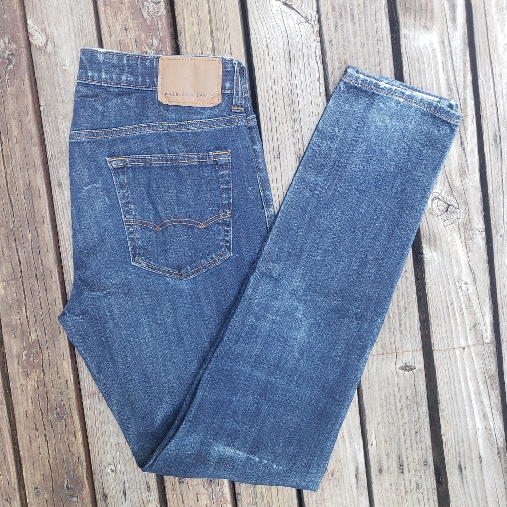 American Eagle Outfitters FLEX Dark Blue and Distressed Jeans - 32x34